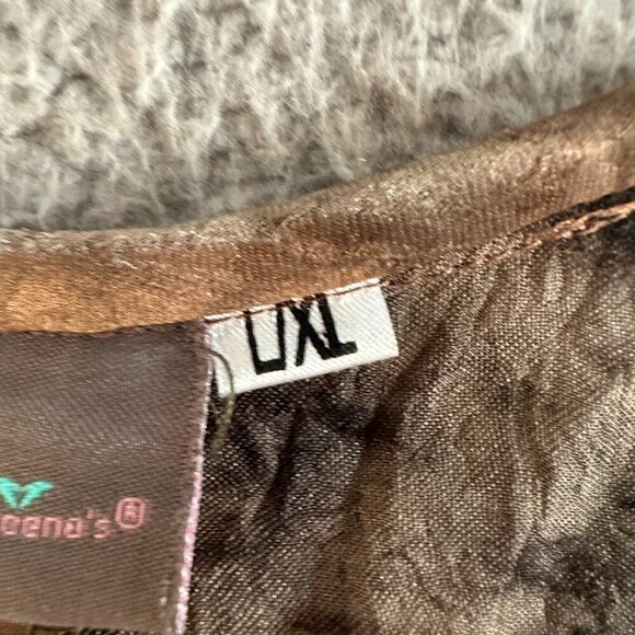 Kareenas Silk Tunic Tunic Boho Crinkle Lace Up India All Over Print - Picture 7 of 14